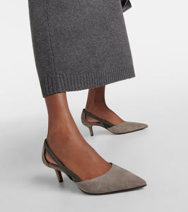 Brunello Cucinelli Suede slingback pumps