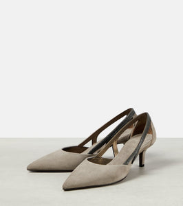 Brunello Cucinelli Suede slingback pumps