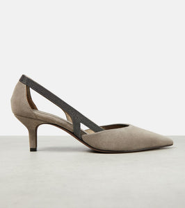 Brunello Cucinelli Suede slingback pumps