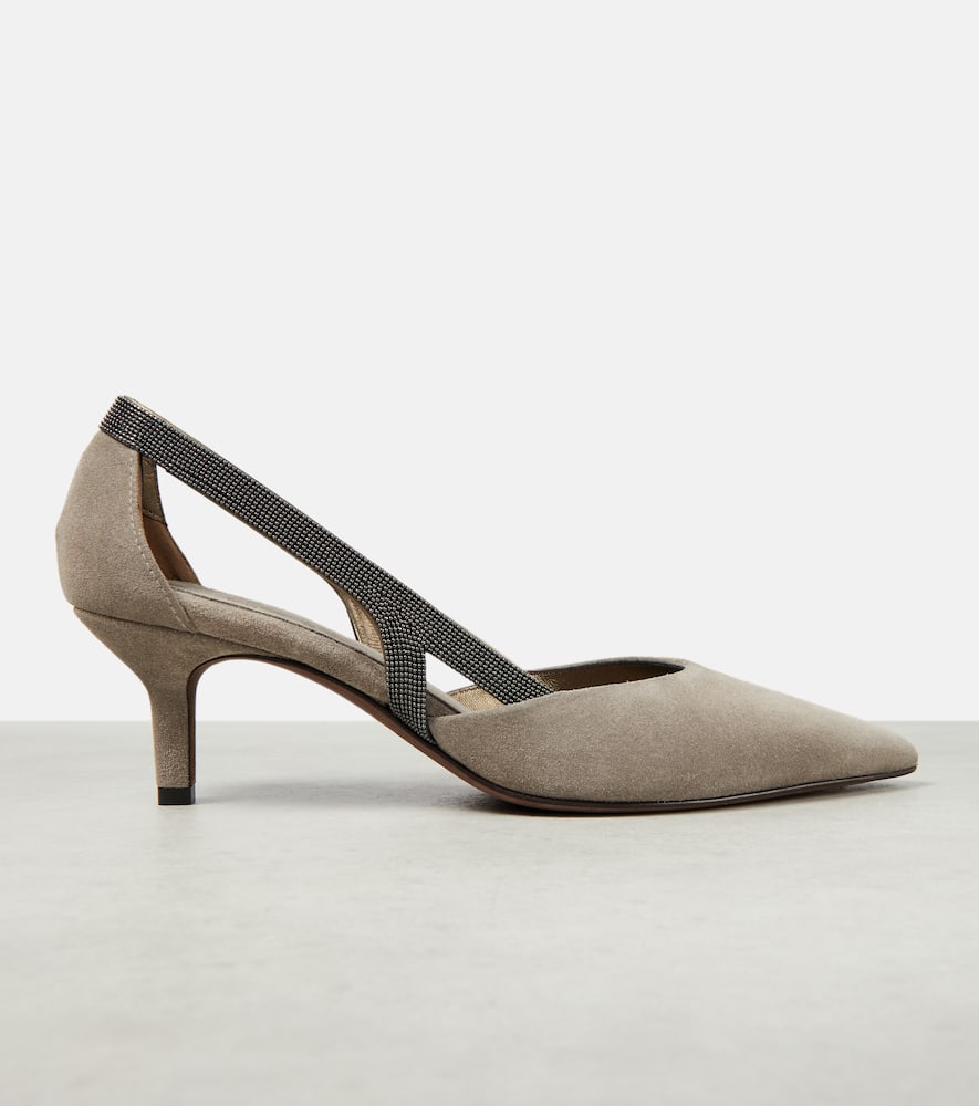 Brunello Cucinelli Suede slingback pumps