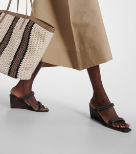 Brunello Cucinelli Leather wedge sandals