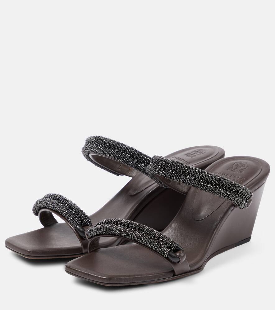 Brunello Cucinelli Leather wedge sandals