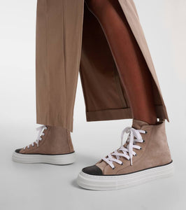 Brunello Cucinelli Monili-embellished high-top suede sneakers