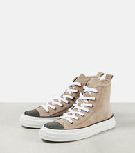 Brunello Cucinelli Monili-embellished high-top suede sneakers