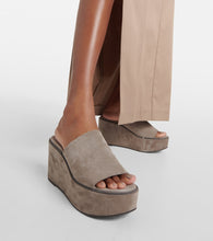 Brunello Cucinelli Suede platform slides