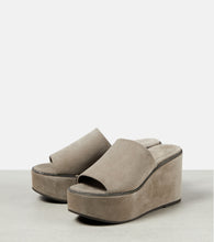 Brunello Cucinelli Suede platform slides