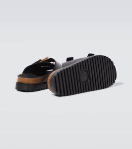 Versace Barocco leather-trimmed slides