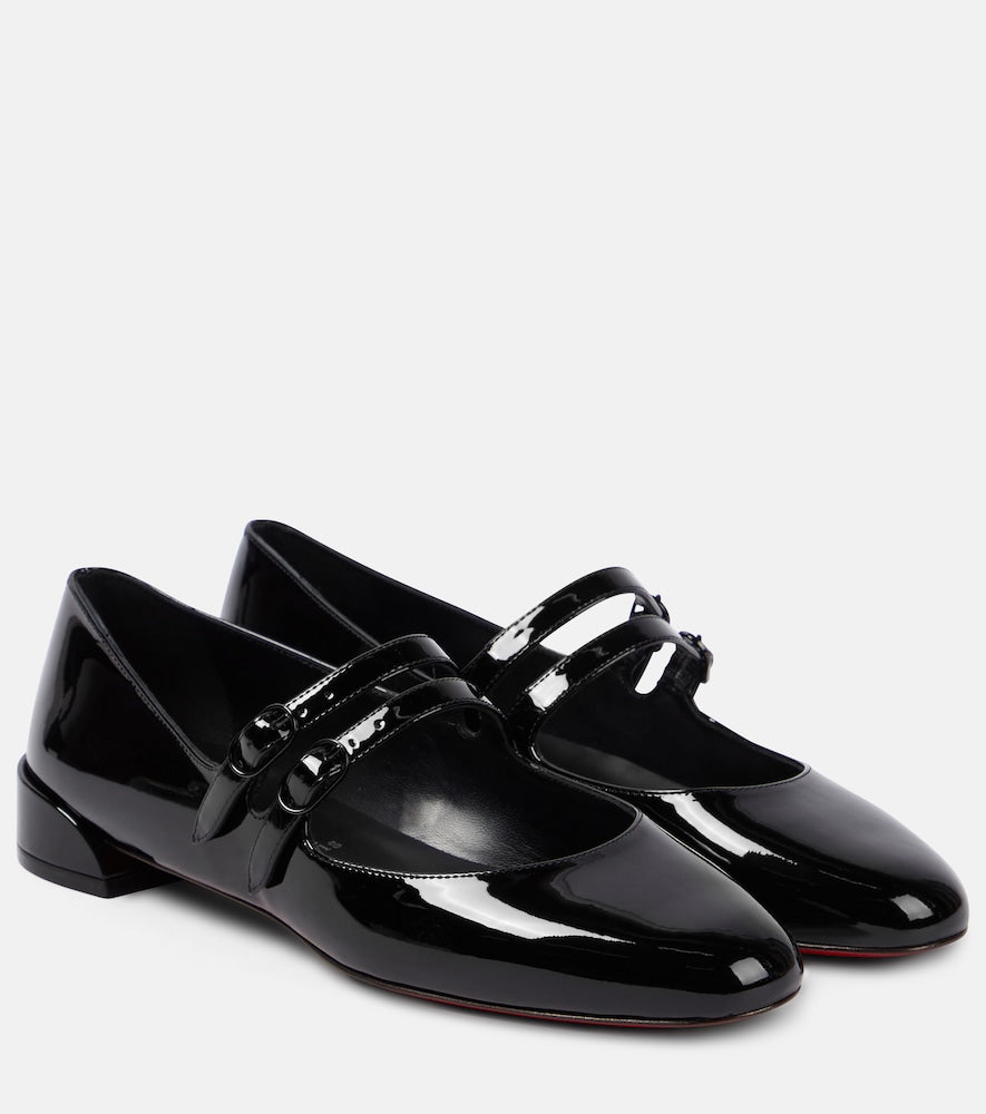 Black Christian Louboutin Sweet Jane patent leather Mary Jane shoes - Ballerina Flats