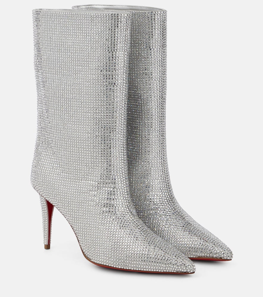 Christian Louboutin Astrilarge Strass suede ankle boots - Silver Mid Heel Boots