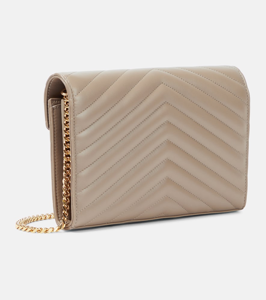 Saint Laurent Cassandre matelass√É¬© leather wallet on chain