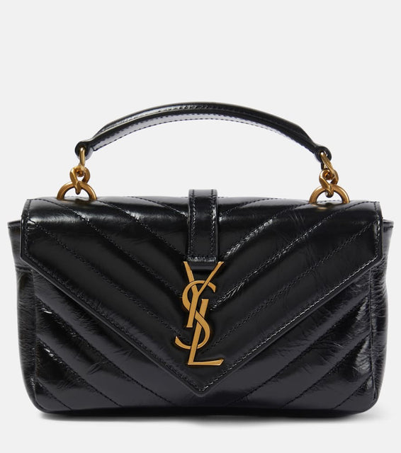 Saint Laurent College Mini metalass√É¬© leather shoulder bag. Shop Saint Laurent Shoulder Bags for women now.