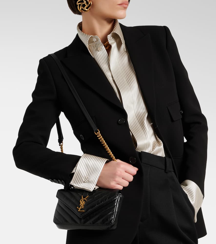 Saint Laurent College Mini metalass√É¬© leather shoulder bag