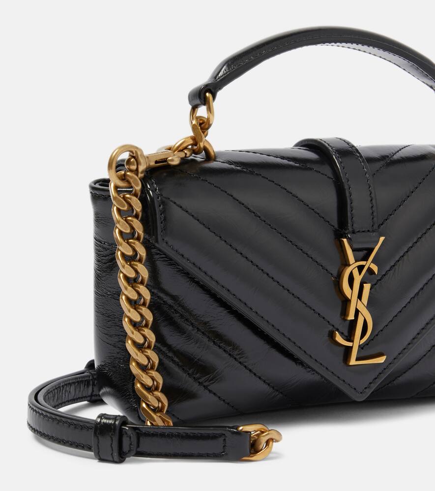 Saint Laurent College Mini metalass√É¬© leather shoulder bag