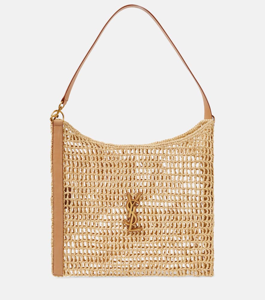Saint Laurent Oxalis crochet raffia shoulder bag. Shop Saint Laurent Shoulder Bags for women now.