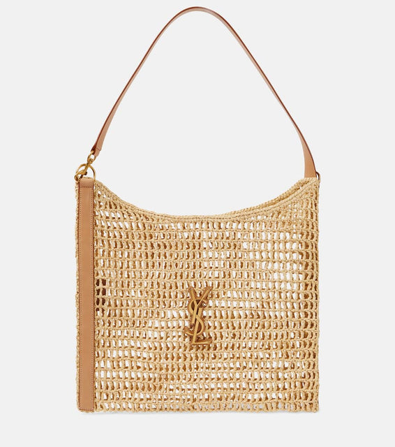 Saint Laurent Oxalis crochet raffia shoulder bag. Shop Saint Laurent Shoulder Bags for women now.