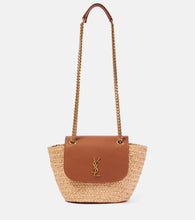 Saint Laurent Manon Mini raffia and leather shoulder bag. Shop Saint Laurent Shoulder Bags for women now.