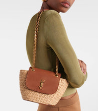 Saint Laurent Manon Mini raffia and leather shoulder bag