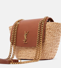 Saint Laurent Manon Mini raffia and leather shoulder bag