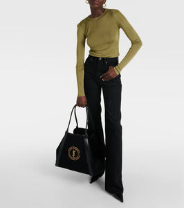 Saint Laurent Rive Gauche embroidered canvas tote bag