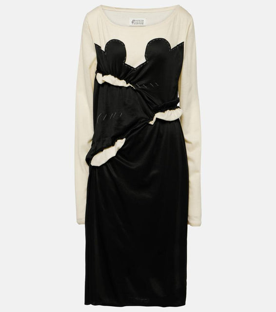 Maison Margiela Spliced gathered jersey midi dress