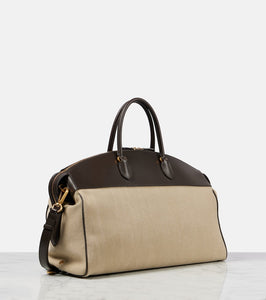 The Row George XL leather-trimmed denim duffel bag