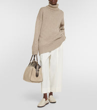 The Row George XL leather-trimmed denim duffel bag