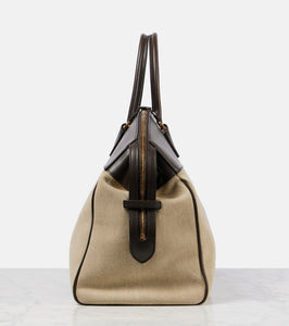 The Row George XL leather-trimmed denim duffel bag