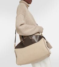 The Row George XL leather-trimmed denim duffel bag