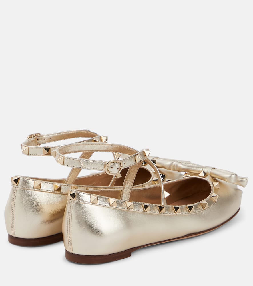 Valentino Garavani Rockstud metallic leather ballet flats