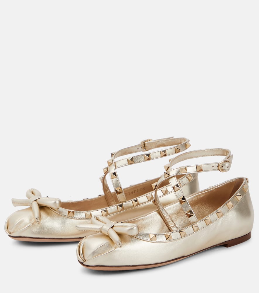Valentino Garavani Rockstud metallic leather ballet flats
