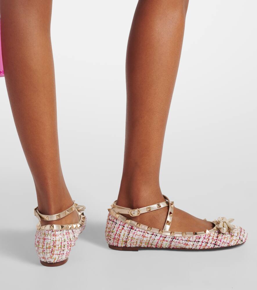 Valentino Garavani Rockstud tweed ballet flats