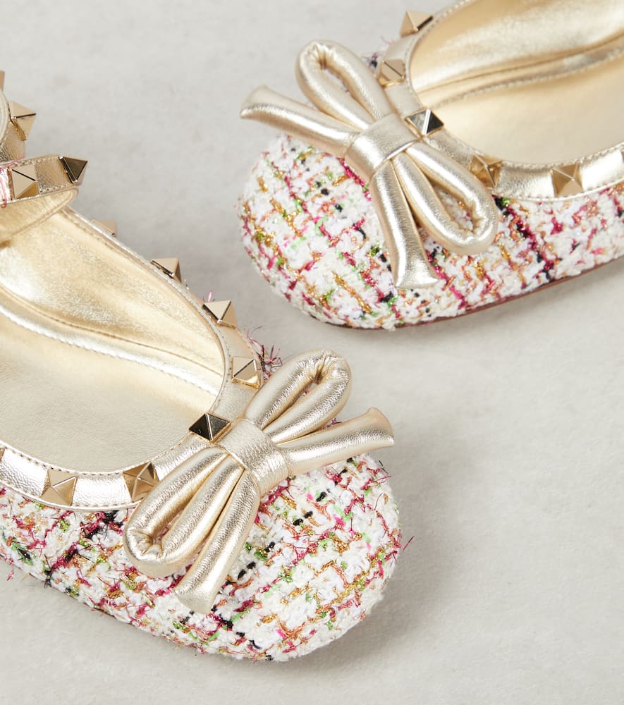 Valentino Garavani Rockstud tweed ballet flats