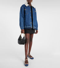 Valentino Garavani Rockstud leather-trimmed denim ballet flats