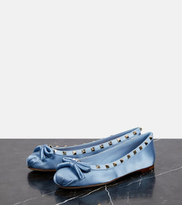 Valentino Garavani Rockstud satin ballet flats
