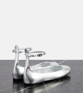 Valentino Garavani Tan-Go metallic leather ballet flats