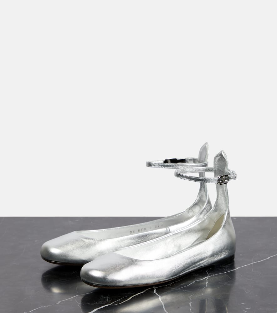 Valentino Garavani Tan-Go metallic leather ballet flats