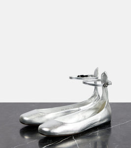 Valentino Garavani Tan-Go metallic leather ballet flats