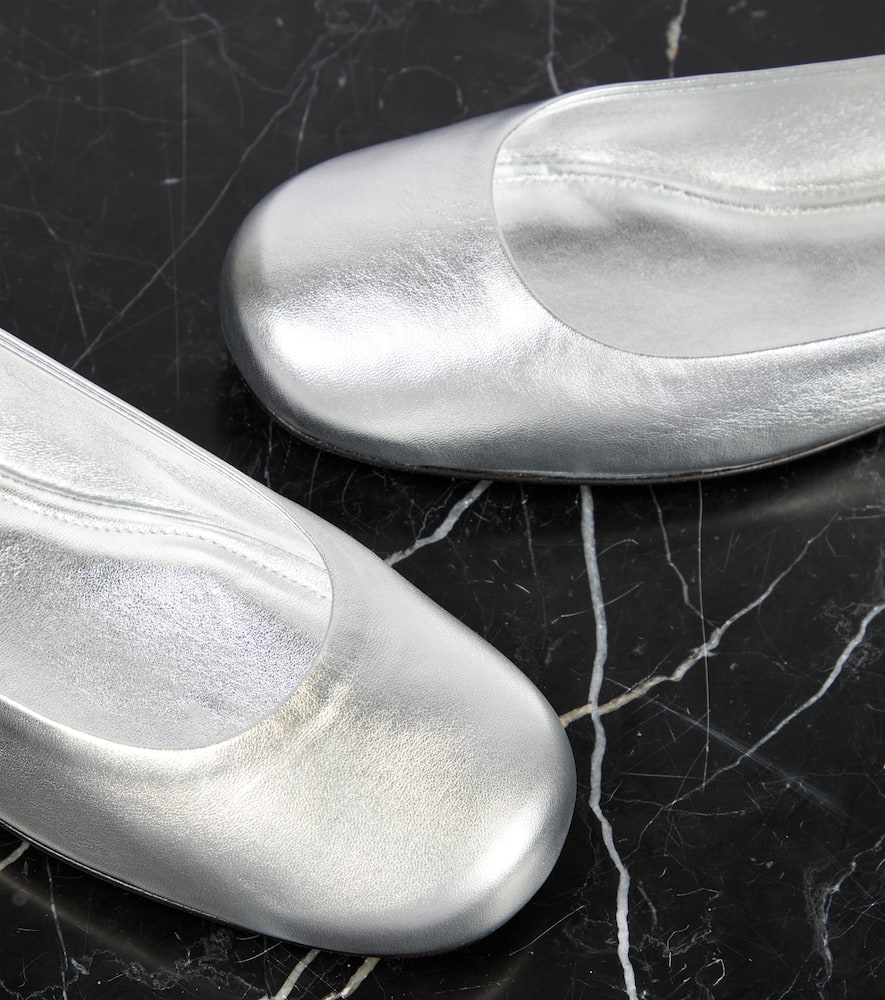 Valentino Garavani Tan-Go metallic leather ballet flats