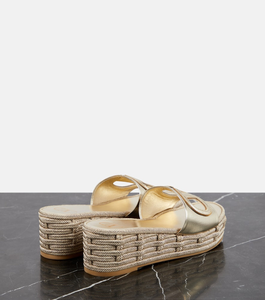 Valentino Garavani VLogo Signature metallic leather slides