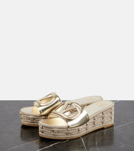 Valentino Garavani VLogo Signature metallic leather slides