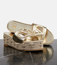 Valentino Garavani VLogo Signature metallic leather slides