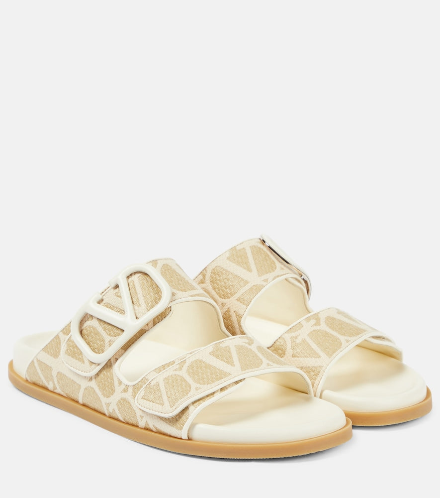 Valentino Garavani VLogo Signature raffia slides - Valentino Garavani VLogo 标志性拉菲草拖鞋