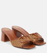 Valentino Garavani Tess leather and raffia mules
