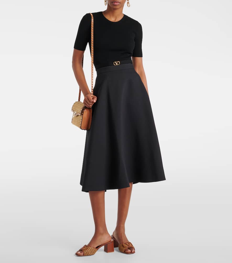 Valentino Garavani Tess leather and raffia mules