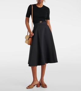 Valentino Garavani Tess leather and raffia mules