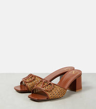 Valentino Garavani Tess leather and raffia mules