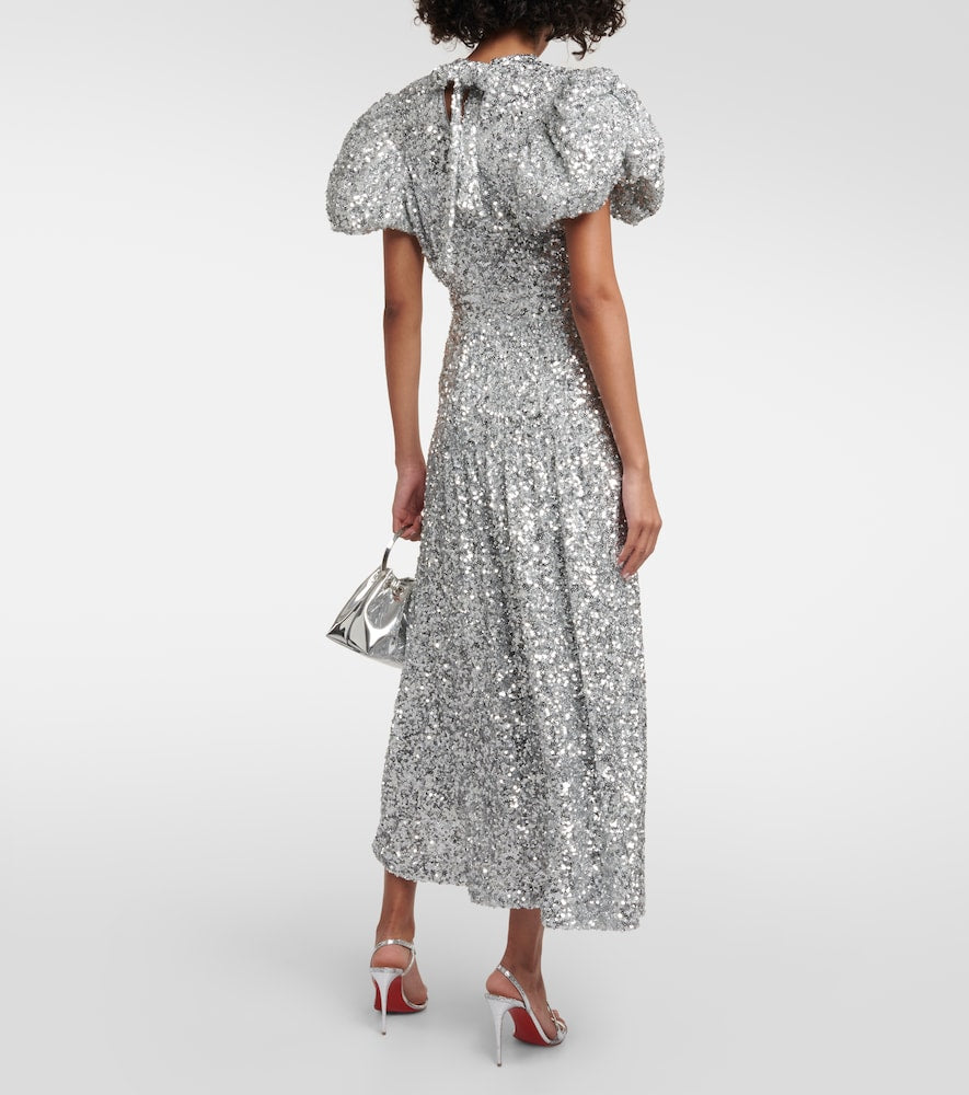 Rotate Puff-sleeve sequined midi dress