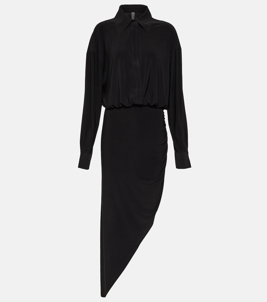 Norma Kamali Shirred jersey midi dress. Norma Kamali 平行绉缝平纹针织中长连衣裙