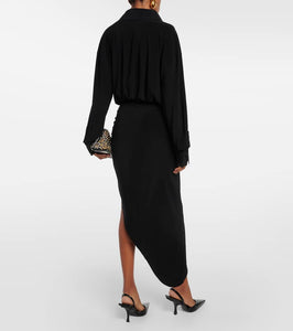 Norma Kamali Shirred jersey midi dress