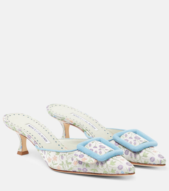 Manolo Blahnik Maysalebi 50 denim mules